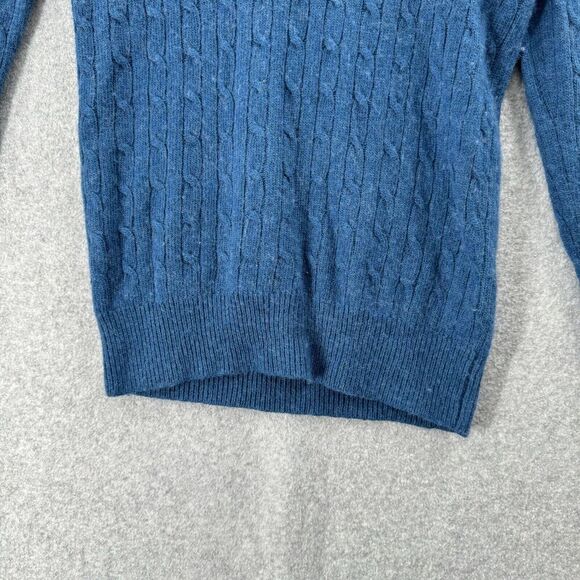 J Crew Sweater Womens PS Petite Small Wool Blend Blue Cable Knit V-Neck Long Slv - Picture 3 of 12